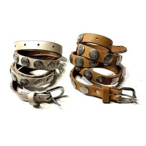 2 Authentic Forenta Sportswear Womens Belt Silver Snap Medallion L+M LEATHER!